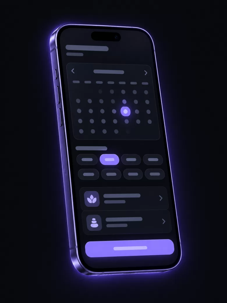 Sistema de reservas online en el celular: calendario con día y horario seleccionados para reservar una cita